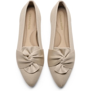 image:imageDREAM PAIRS Flats for Women Pointed Toe Foldable Knit Ballet Flats Comfortable SlipOn Dress Shoes Elegant Bow Flats for Work Office Business Casual TravelNude