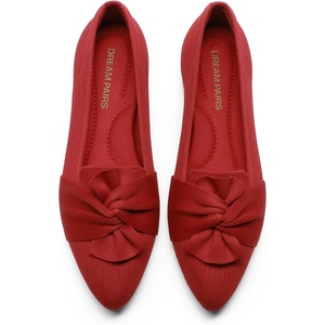 image:imageDREAM PAIRS Flats for Women Pointed Toe Foldable Knit Ballet Flats Comfortable SlipOn Dress Shoes Elegant Bow Flats for Work Office Business Casual TravelRed