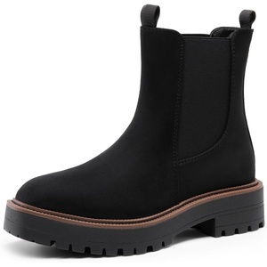 image:imageDREAM PAIRS Womens Chelsea Ankle Boots Square Toe Fashion Low Heel Lug Sole Platform Fall Booties ShoesBlacksuede