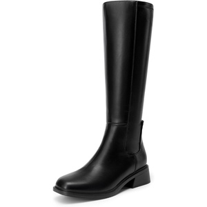 image:imageDREAM PAIRS Womens Knee High Boots Square Toe Low Block Heel Casual Comfort Riding Long Boots with Side ZipperBlack