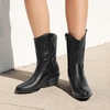 image:imageDREAM PAIRS Cowboy Boots for Women Mid Calf Cowgirl Boots with Embroidery Round Toe Western Chunky Low Heel ShoesAll Black