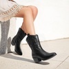 image:imageDREAM PAIRS Cowboy Boots for Women Mid Calf Cowgirl Boots with Embroidery Round Toe Western Chunky Low Heel ShoesAll Black