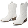 image:imageDREAM PAIRS Cowboy Boots for Women Mid Calf Cowgirl Boots with Embroidery Round Toe Western Chunky Low Heel ShoesAll White