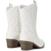 image:imageDREAM PAIRS Cowboy Boots for Women Mid Calf Cowgirl Boots with Embroidery Round Toe Western Chunky Low Heel ShoesAll White