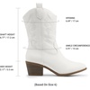 image:imageDREAM PAIRS Cowboy Boots for Women Mid Calf Cowgirl Boots with Embroidery Round Toe Western Chunky Low Heel ShoesAll White