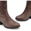 image:imageDREAM PAIRS Cowboy Boots for Women Mid Calf Cowgirl Boots with Embroidery Round Toe Western Chunky Low Heel ShoesBrown