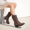 image:imageDREAM PAIRS Cowboy Boots for Women Mid Calf Cowgirl Boots with Embroidery Round Toe Western Chunky Low Heel ShoesBrown