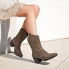image:imageDREAM PAIRS Cowboy Boots for Women Mid Calf Cowgirl Boots with Embroidery Round Toe Western Chunky Low Heel ShoesCamel