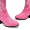 image:imageDREAM PAIRS Cowboy Boots for Women Mid Calf Cowgirl Boots with Embroidery Round Toe Western Chunky Low Heel ShoesPink