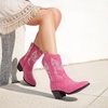 image:imageDREAM PAIRS Cowboy Boots for Women Mid Calf Cowgirl Boots with Embroidery Round Toe Western Chunky Low Heel ShoesPink