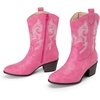 image:imageDREAM PAIRS Cowboy Boots for Women Mid Calf Cowgirl Boots with Embroidery Round Toe Western Chunky Low Heel ShoesPink