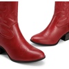 image:imageDREAM PAIRS Cowboy Boots for Women Mid Calf Cowgirl Boots with Embroidery Round Toe Western Chunky Low Heel ShoesRed