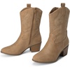 image:imageDREAM PAIRS Cowboy Boots for Women Mid Calf Cowgirl Boots with Embroidery Round Toe Western Chunky Low Heel ShoesTan