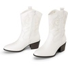 image:imageDREAM PAIRS Cowboy Boots for Women Mid Calf Cowgirl Boots with Embroidery Round Toe Western Chunky Low Heel ShoesWhite