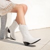 image:imageDREAM PAIRS Cowboy Boots for Women Mid Calf Cowgirl Boots with Embroidery Round Toe Western Chunky Low Heel ShoesWhite