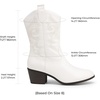 image:imageDREAM PAIRS Cowboy Boots for Women Mid Calf Cowgirl Boots with Embroidery Round Toe Western Chunky Low Heel ShoesWhite