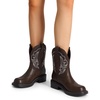 image:imageDREAM PAIRS Cowboy Cowgirl Boots for Women Round Toe Embroidered Mid Calf Western Boots for Work Country Concerts Rodeos Casual OutingsAll Brown