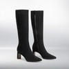 image:imageDREAM PAIRS Knee High Boots Women Chunky Block Heel Square Toe Side Zipper Tall Boots for WomenBlacksuede