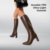 image:imageDREAM PAIRS Knee High Boots Women Chunky Block Heel Square Toe Side Zipper Tall Boots for WomenBrownpu