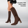 image:imageDREAM PAIRS Knee High Boots Women Chunky Block Heel Square Toe Side Zipper Tall Boots for WomenBrownsuede