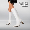 image:imageDREAM PAIRS Knee High Boots Women Chunky Block Heel Square Toe Side Zipper Tall Boots for WomenWhite