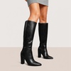 image:imageDREAM PAIRS Knee High Boots Women Chunky Heel Pointed Toe Tall Boots for Women Side Zipper Long BootsBlackpu