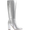 image:imageDREAM PAIRS Knee High Boots Women Chunky Heel Pointed Toe Tall Boots for Women Side Zipper Long BootsMetallic Silver