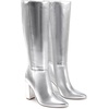 image:imageDREAM PAIRS Knee High Boots Women Chunky Heel Pointed Toe Tall Boots for Women Side Zipper Long BootsMetallic Silver