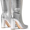image:imageDREAM PAIRS Knee High Boots Women Chunky Heel Pointed Toe Tall Boots for Women Side Zipper Long BootsMetallic Silver