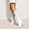 image:imageDREAM PAIRS Knee High Boots Women Chunky Heel Pointed Toe Tall Boots for Women Side Zipper Long BootsWhitepu