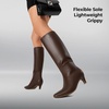 image:imageDREAM PAIRS Women Knee High Boots 2 Inch Kitten Heel Fashion Square Toe Wide Calf Long BootsBrown