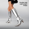 image:imageDREAM PAIRS Women Knee High Boots 2 Inch Kitten Heel Fashion Square Toe Wide Calf Long BootsSilver