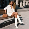 image:imageDREAM PAIRS Women Knee High Boots 2 Inch Kitten Heel Fashion Square Toe Wide Calf Long BootsWhite