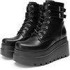image:imageDREAM PAIRS Women Platform Combat Ankle Boots Goth Chunky High Heel Lace Up Motorcycle BootiesBlackpu