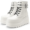 image:imageDREAM PAIRS Women Platform Combat Ankle Boots Goth Chunky High Heel Lace Up Motorcycle BootiesWhite