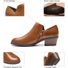 image:imageDREAM PAIRS Womens Ankle Boots Fall Boots Leather Thick Heel Side Zip Women Low Chunky Heeled BootiesBrownpu