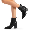 image:imageDREAM PAIRS Womens Ankle Boots Pointed Toe Chunky Block Heel Ankle Bootie Fall Short Booties ShoesBlackpu