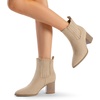 image:imageDREAM PAIRS Womens Ankle Boots Pointed Toe Chunky Block Heel Ankle Bootie Fall Short Booties ShoesNude