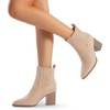 image:imageDREAM PAIRS Womens Ankle Boots Pointed Toe Chunky Block Heel Ankle Bootie Fall Short Booties ShoesSand