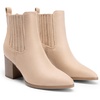 image:imageDREAM PAIRS Womens Ankle Boots Pointed Toe Chunky Block Heel Ankle Bootie Fall Short Booties ShoesSand