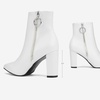 image:imageDREAM PAIRS Womens Chunky Heel Ankle Booties Pointed Toe Short BootsWhitePu3