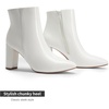 image:imageDREAM PAIRS Womens Chunky Heel Ankle Booties Pointed Toe Short BootsWhitepat