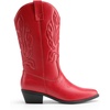 image:imageDREAM PAIRS Womens Cowboy Boots Mid Calf Cowgirl Boots Embroidery Stitched Western BootsRed