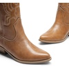 image:imageDREAM PAIRS Womens Cowboy Boots Mid Calf Cowgirl Boots Embroidery Stitched Western BootsTan