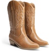 image:imageDREAM PAIRS Womens Cowboy Boots Mid Calf Cowgirl Boots Embroidery Stitched Western BootsTan