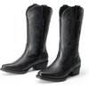 image:imageDREAM PAIRS Womens Cowboy Boots Mid Calf Cowgirl Boots Square Toe Chunky Heel Embroidery Stitched Western BootsAll Black