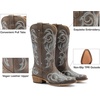 image:imageDREAM PAIRS Womens Cowboy Boots Mid Calf Cowgirl Boots Square Toe Chunky Heel Embroidery Stitched Western BootsBrown