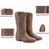 image:imageDREAM PAIRS Womens Cowboy Boots Mid Calf Cowgirl Boots Square Toe Chunky Heel Embroidery Stitched Western BootsLight Brown