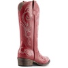 image:imageDREAM PAIRS Womens Cowboy Boots Mid Calf Cowgirl Boots Square Toe Chunky Heel Embroidery Stitched Western BootsRed