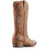 image:imageDREAM PAIRS Womens Cowboy Boots Mid Calf Cowgirl Boots Square Toe Chunky Heel Embroidery Stitched Western BootsTan